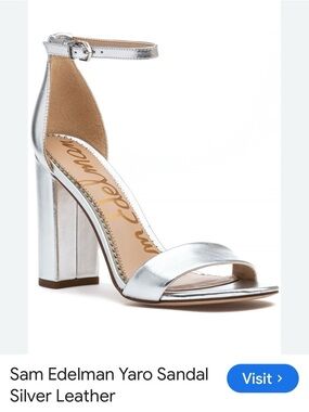 Sam Edelman Metallic Silver Block Heel Sandals.. Yaro: